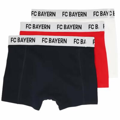 FC Bayern Boxershorts Essentials 3er-Set Kinder Navy/Rot/Weiß