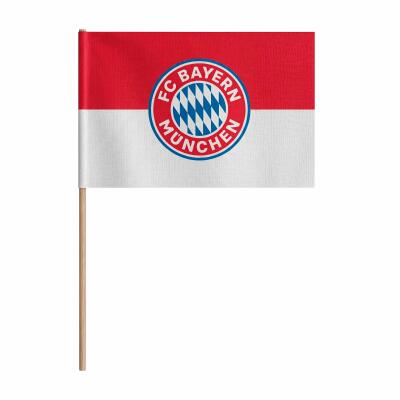FC Bayern Fahne Logo mit Stock 60x40 cm rot
