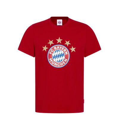 FC Bayern T-Shirt 5 Sterne Logo rot Gr. S