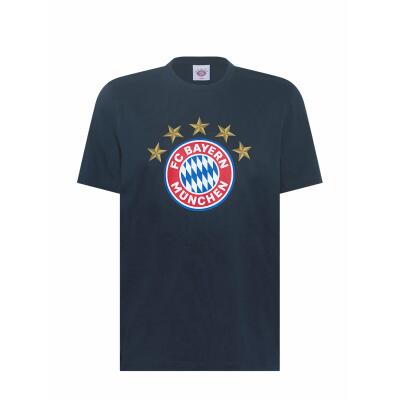 FC Bayern T-Shirt 5 Sterne Logo Navy Blau Kinder Gr. 164